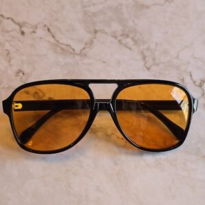 INDY Retired Black and Orange Aviator Sunglasses